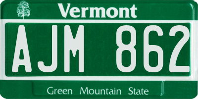 VT license plate AJM862