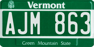 VT license plate AJM863