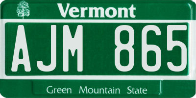VT license plate AJM865