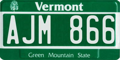 VT license plate AJM866