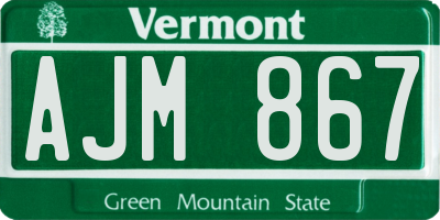 VT license plate AJM867