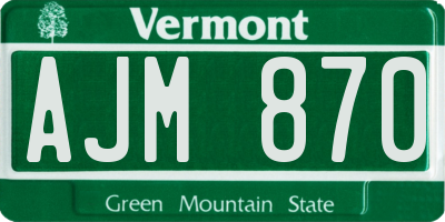 VT license plate AJM870