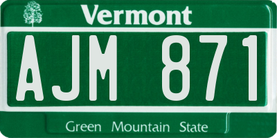 VT license plate AJM871
