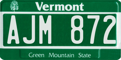 VT license plate AJM872