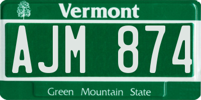 VT license plate AJM874