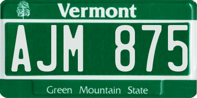 VT license plate AJM875