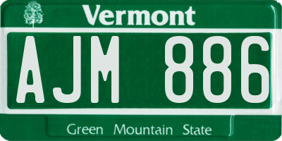 VT license plate AJM886