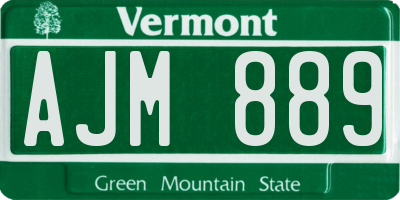 VT license plate AJM889