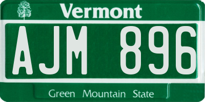 VT license plate AJM896