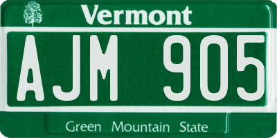VT license plate AJM905