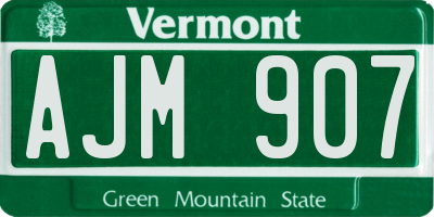 VT license plate AJM907