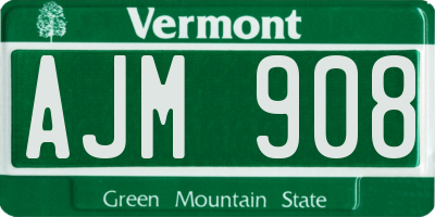 VT license plate AJM908