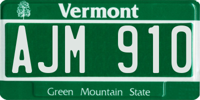 VT license plate AJM910