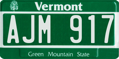VT license plate AJM917
