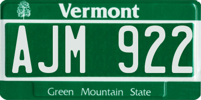 VT license plate AJM922