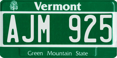 VT license plate AJM925