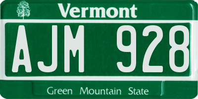 VT license plate AJM928