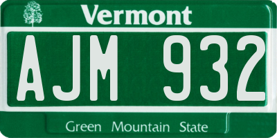VT license plate AJM932