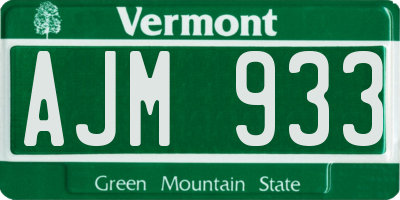 VT license plate AJM933