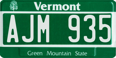 VT license plate AJM935