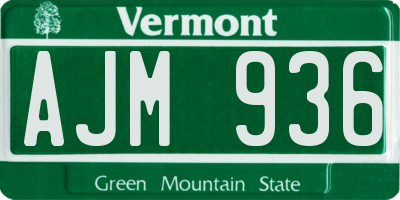 VT license plate AJM936