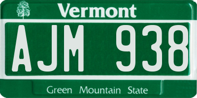 VT license plate AJM938