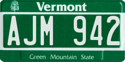 VT license plate AJM942