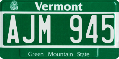 VT license plate AJM945