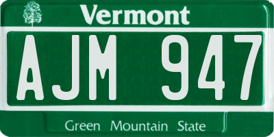 VT license plate AJM947