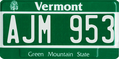 VT license plate AJM953