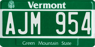 VT license plate AJM954