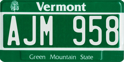 VT license plate AJM958