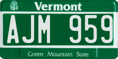 VT license plate AJM959