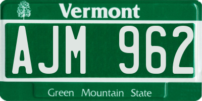 VT license plate AJM962