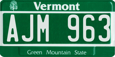VT license plate AJM963