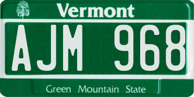 VT license plate AJM968