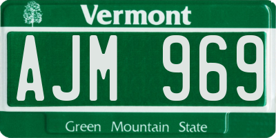 VT license plate AJM969