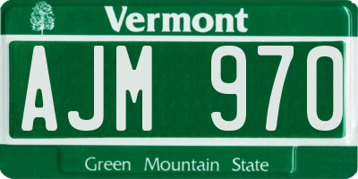 VT license plate AJM970