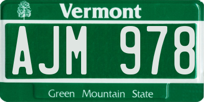 VT license plate AJM978