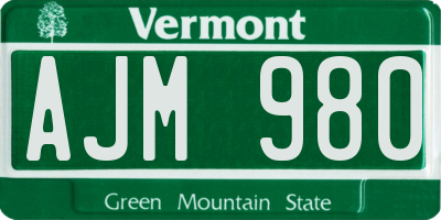 VT license plate AJM980