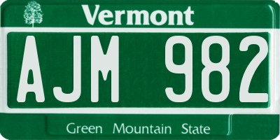VT license plate AJM982