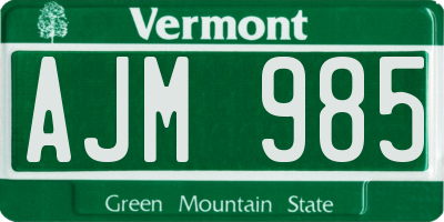VT license plate AJM985