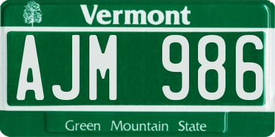 VT license plate AJM986