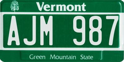 VT license plate AJM987