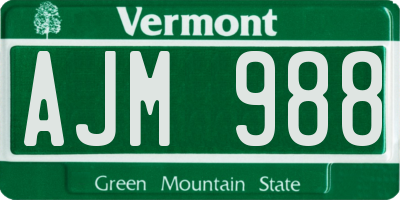 VT license plate AJM988