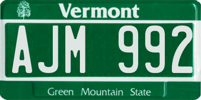 VT license plate AJM992