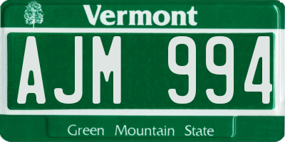 VT license plate AJM994