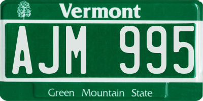 VT license plate AJM995