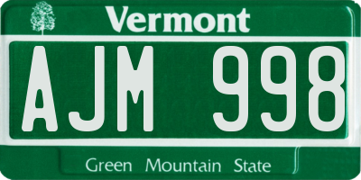 VT license plate AJM998