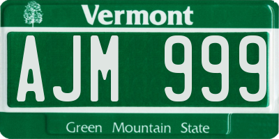 VT license plate AJM999